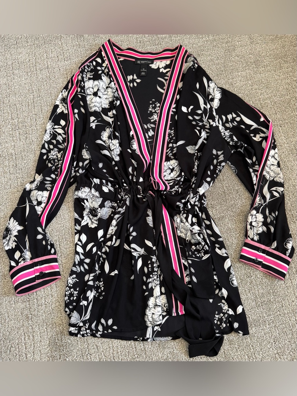 INC International Concepts V-Neck Tie Waist Floral Wrap Tunic 3X